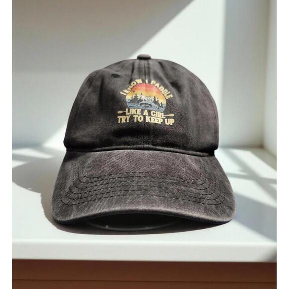 Women’s “I Paddle Like a Girl – Try to Keep Up” 100% Cotton Baseball Cap – NEW - Picture 1 of 6